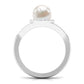 Split Shank Freshwater Pearl Engagement Ring with Diamond Halo