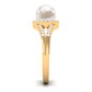 Split Shank Freshwater Pearl Engagement Ring with Diamond Halo