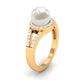 Split Shank Freshwater Pearl Engagement Ring with Diamond Halo