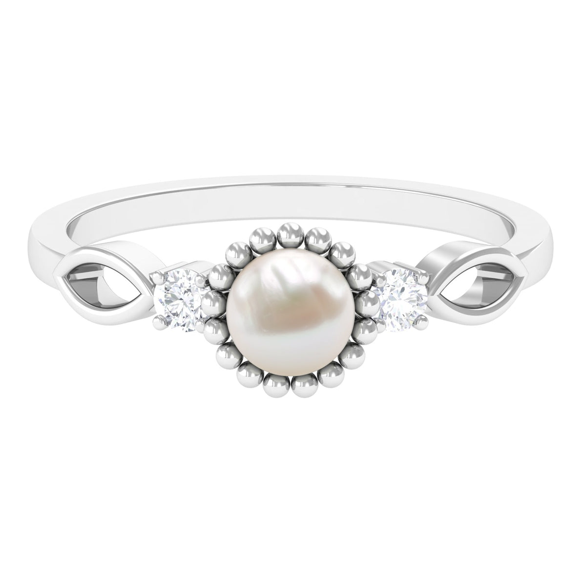 Anillo de compromiso con perla natural de agua dulce de 2 quilates y diamante
