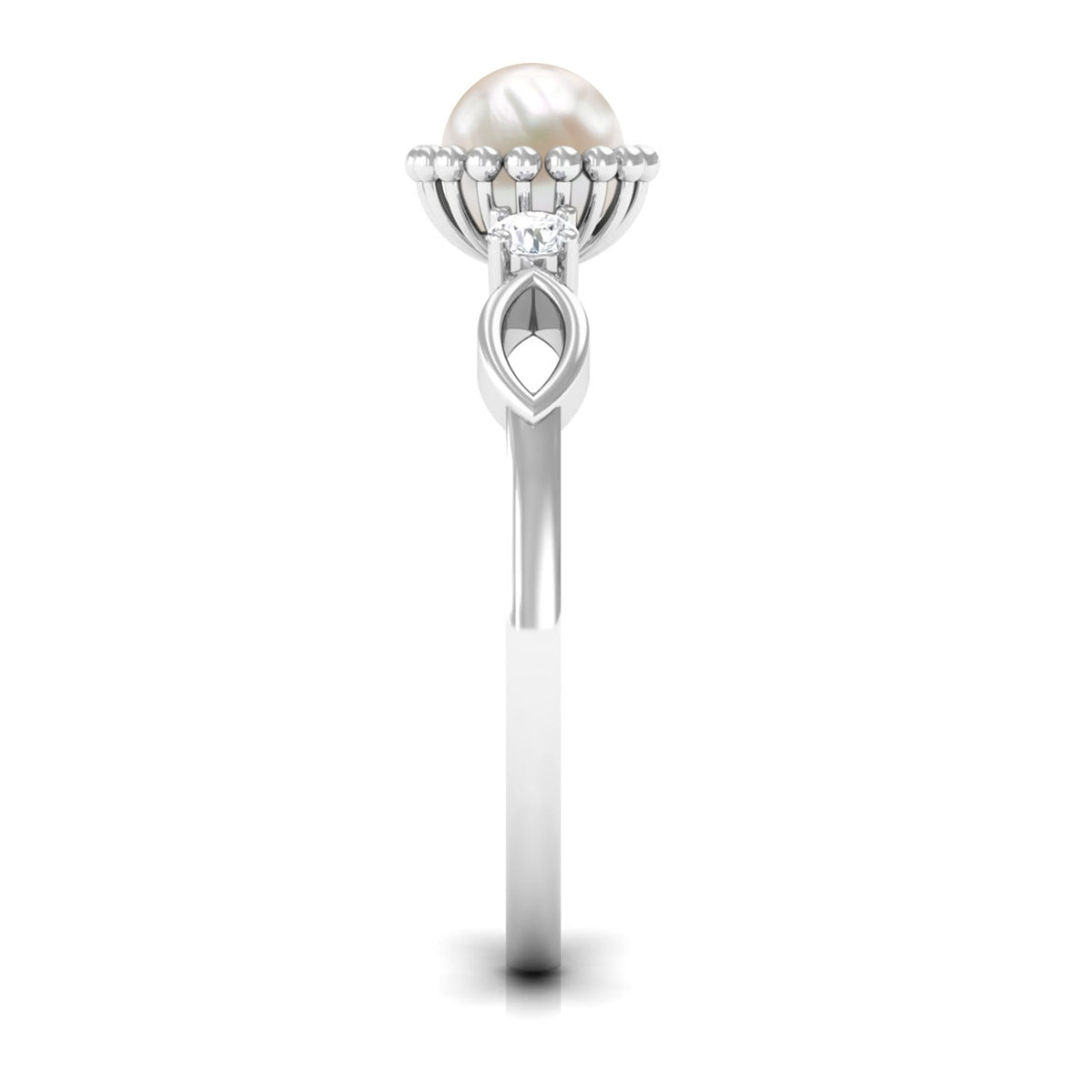 Anillo de compromiso con perla natural de agua dulce de 2 quilates y diamante