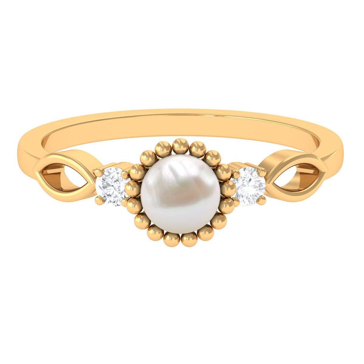 Anillo de compromiso con perla natural de agua dulce de 2 quilates y diamante