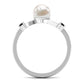 Anillo de compromiso bypass con perlas de agua dulce de 2.2 quilates y diamante negro