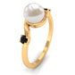 Anillo de compromiso bypass con perlas de agua dulce de 2.2 quilates y diamante negro