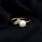 Cultured 3 Carat Freshwater Pearl Solitaire Engagement Ring with Diamond