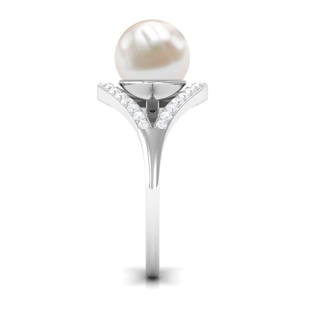 7.48 Carat Freshwater Pearl Engagement Ring with Diamond
