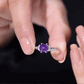 Anillo de compromiso natural de amatista de 1,3 quilates talla Asscher con diamante