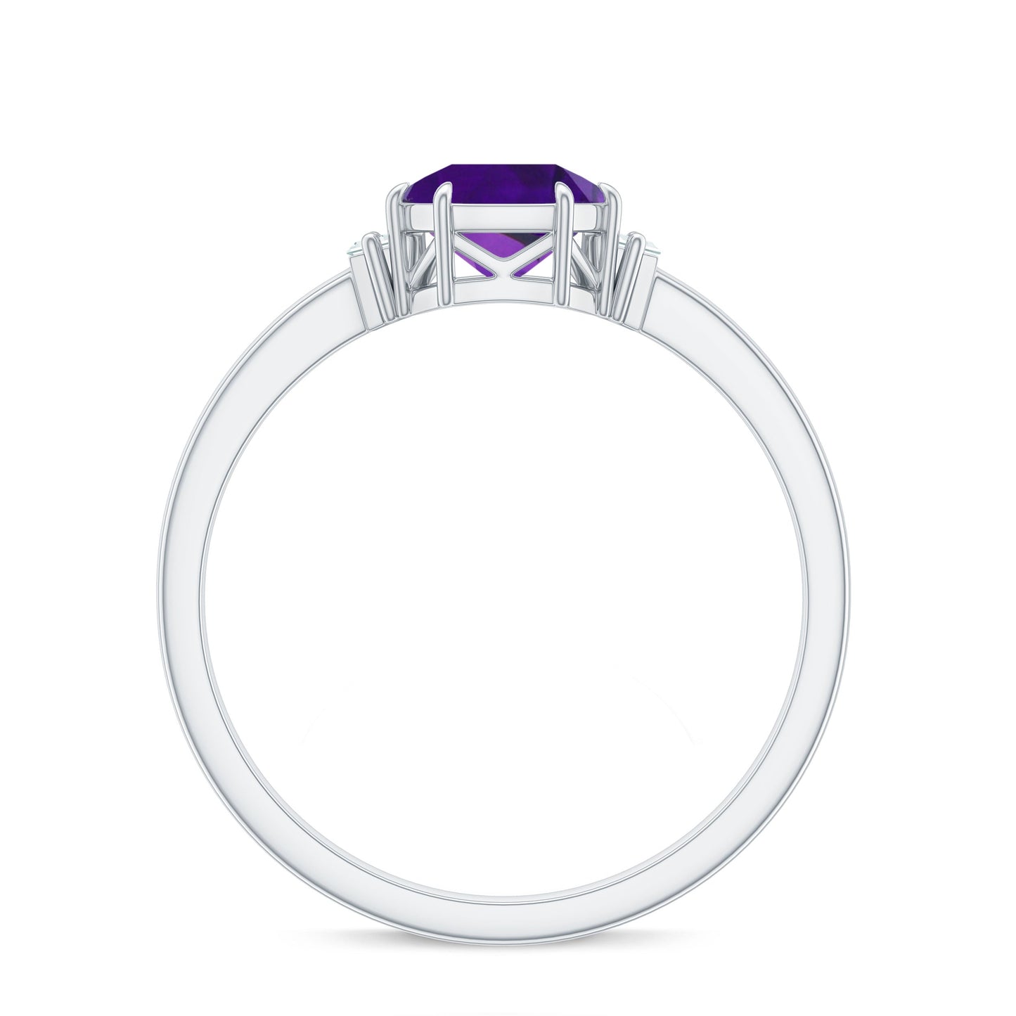 Anillo de compromiso natural de amatista de 1,3 quilates talla Asscher con diamante