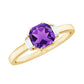 Anillo de compromiso natural de amatista de 1,3 quilates talla Asscher con diamante