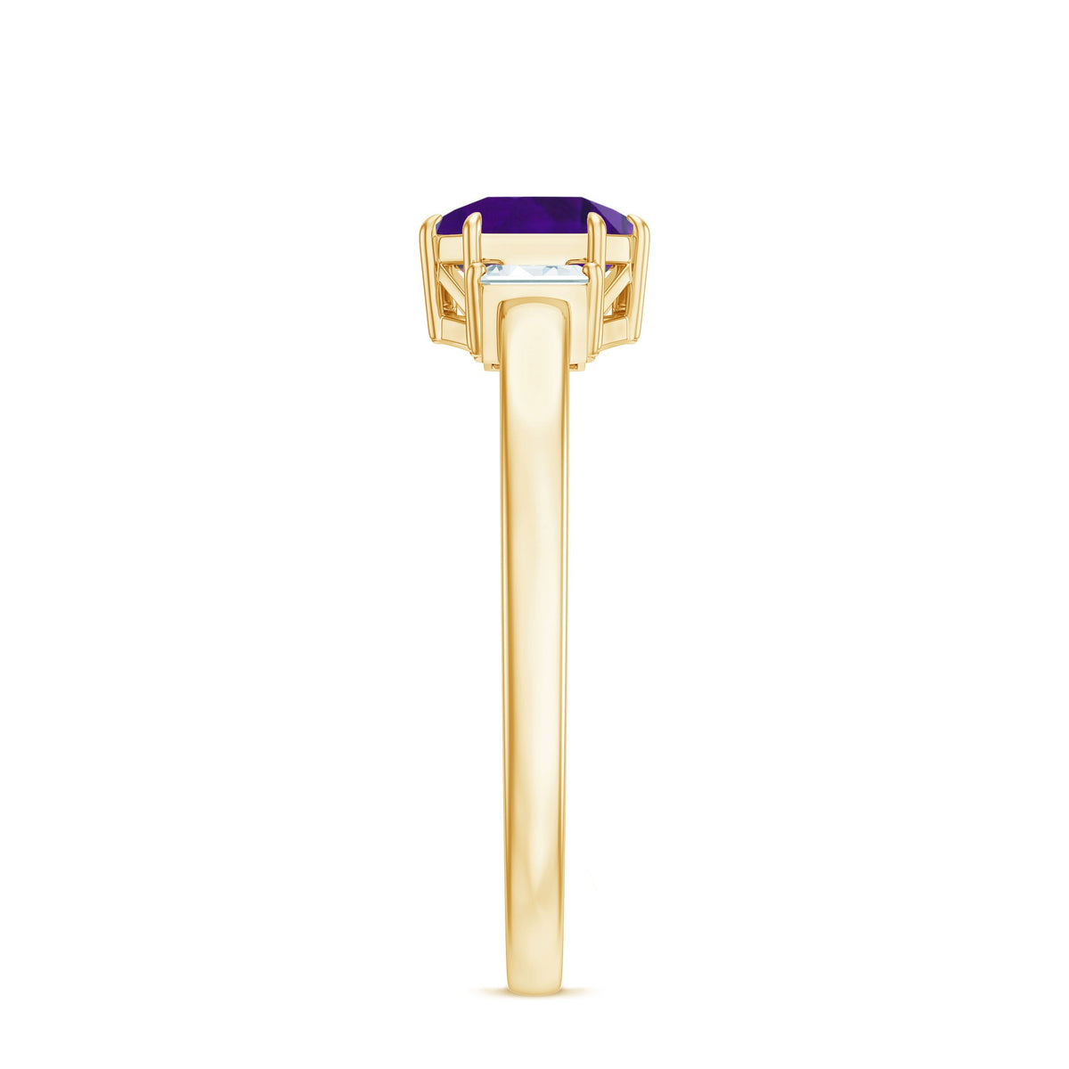 Anillo de compromiso natural de amatista de 1,3 quilates talla Asscher con diamante