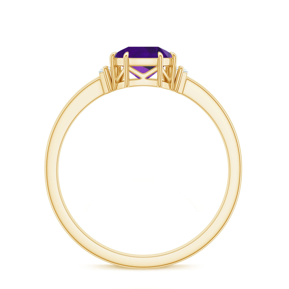 Anillo de compromiso natural de amatista de 1,3 quilates talla Asscher con diamante