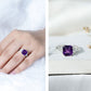 3 Carat Amethyst Asscher Cut Engagement Ring with Diamond Trio