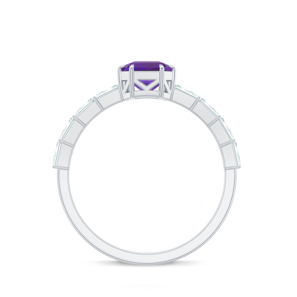 3 Carat Amethyst Asscher Cut Engagement Ring with Diamond