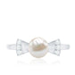 Natural 2 Carat Freshwater Pearl Diamond Engagement Ring with Bow