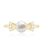 Natural 2 Carat Freshwater Pearl Diamond Engagement Ring with Bow