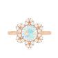 2 Carat Round Shape Ethiopian Opal Floral Engagement Ring with Diamond