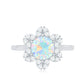 2 Carat Round Shape Ethiopian Opal Floral Engagement Ring with Diamond