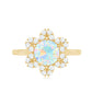 2 Carat Round Shape Ethiopian Opal Floral Engagement Ring with Diamond
