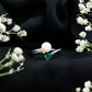 Cultured Freshwater Pearl and Emerald Toi Et Moi Promise Ring
