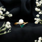 Cultured Freshwater Pearl and Emerald Toi Et Moi Promise Ring