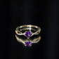 Genuine 0.9 Carat Amethyst Heart Engagement Ring with Diamond Crossover Shank