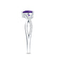 Genuine 0.9 Carat Amethyst Heart Engagement Ring with Diamond Crossover Shank