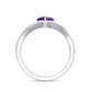 Genuine 0.9 Carat Amethyst Heart Engagement Ring with Diamond Crossover Shank
