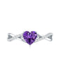 Genuine 0.9 Carat Amethyst Heart Engagement Ring with Diamond Crossover Shank