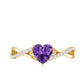 Genuine 0.9 Carat Amethyst Heart Engagement Ring with Diamond Crossover Shank