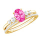 1.5 Carat Oval Cut Solitaire Created Pink Sapphire Ring Set with Diamond