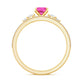 1.5 Carat Oval Cut Solitaire Created Pink Sapphire Ring Set with Diamond