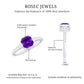 Bezel Asscher Amethyst Solitaire Ring with Diamond Side Stones