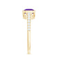 Bezel Asscher Amethyst Solitaire Ring with Diamond Side Stones