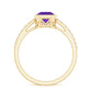 Bezel Asscher Amethyst Solitaire Ring with Diamond Side Stones