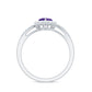 Real 0.9 Carat Amethyst Heart Engagement Ring with Diamond Halo