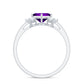 Princess Cut Amethyst Promise Ring with Diamond Trio