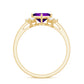 Princess Cut Amethyst Promise Ring with Diamond Trio