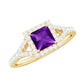 1.2 Carat Amethyst Princess Cut Engagement Ring with Moissanite Split Shank