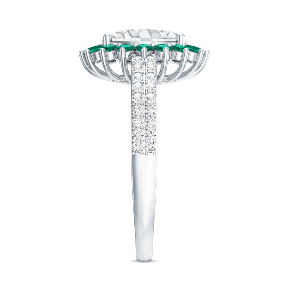 Certified 2 Carat Lab Grown Diamond Engagement Ring with Emerald Halo