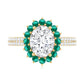 Certified 2 Carat Lab Grown Diamond Engagement Ring with Emerald Halo