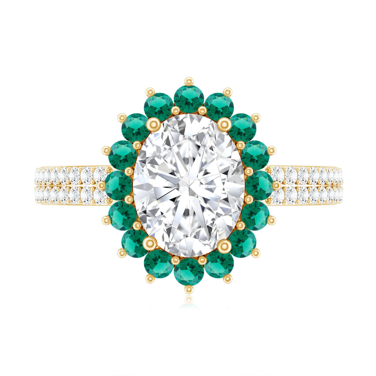 Certified 2 Carat Lab Grown Diamond Engagement Ring with Emerald Halo