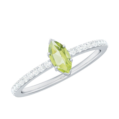 Anillo de promesa de peridoto marquesa de 0,7 quilates genuino con diamante