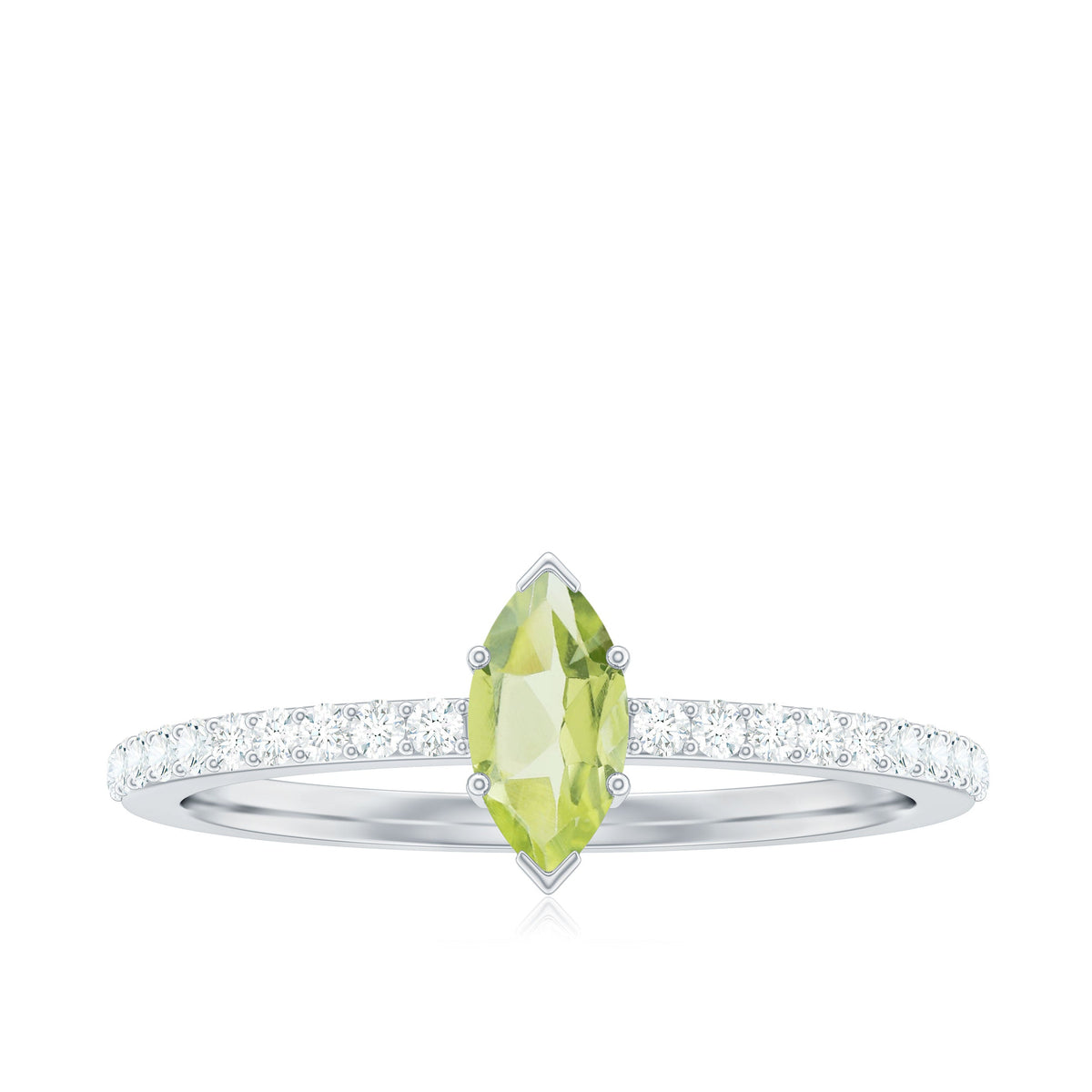 Anillo de promesa de peridoto marquesa de 0,7 quilates genuino con diamante
