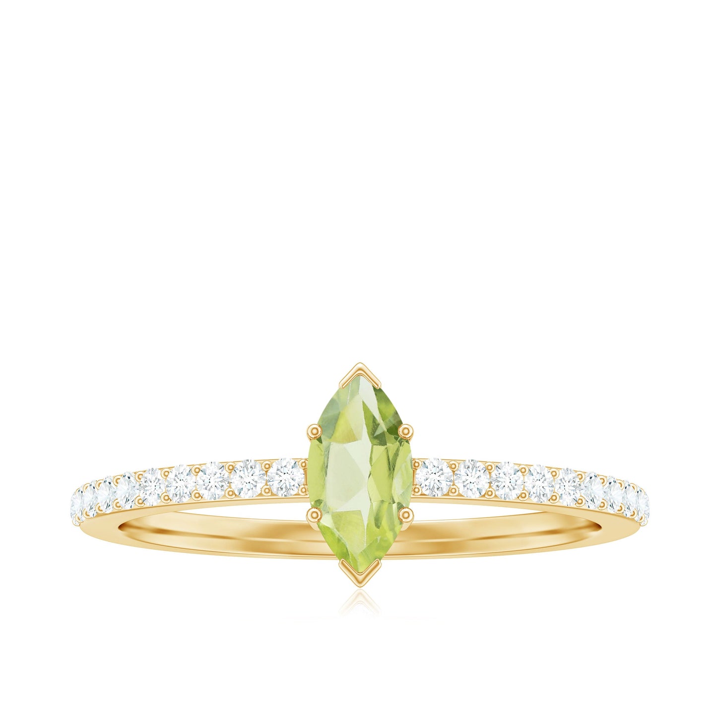 Anillo de promesa de peridoto marquesa de 0,7 quilates genuino con diamante
