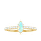 Certified Real Marquise Ethiopian Opal Promise Ring with Diamond