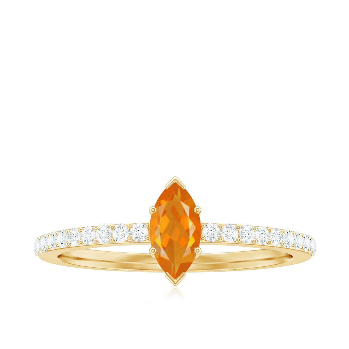 0.3 Carat Fire Opal Marquise Engagement Ring with Diamond