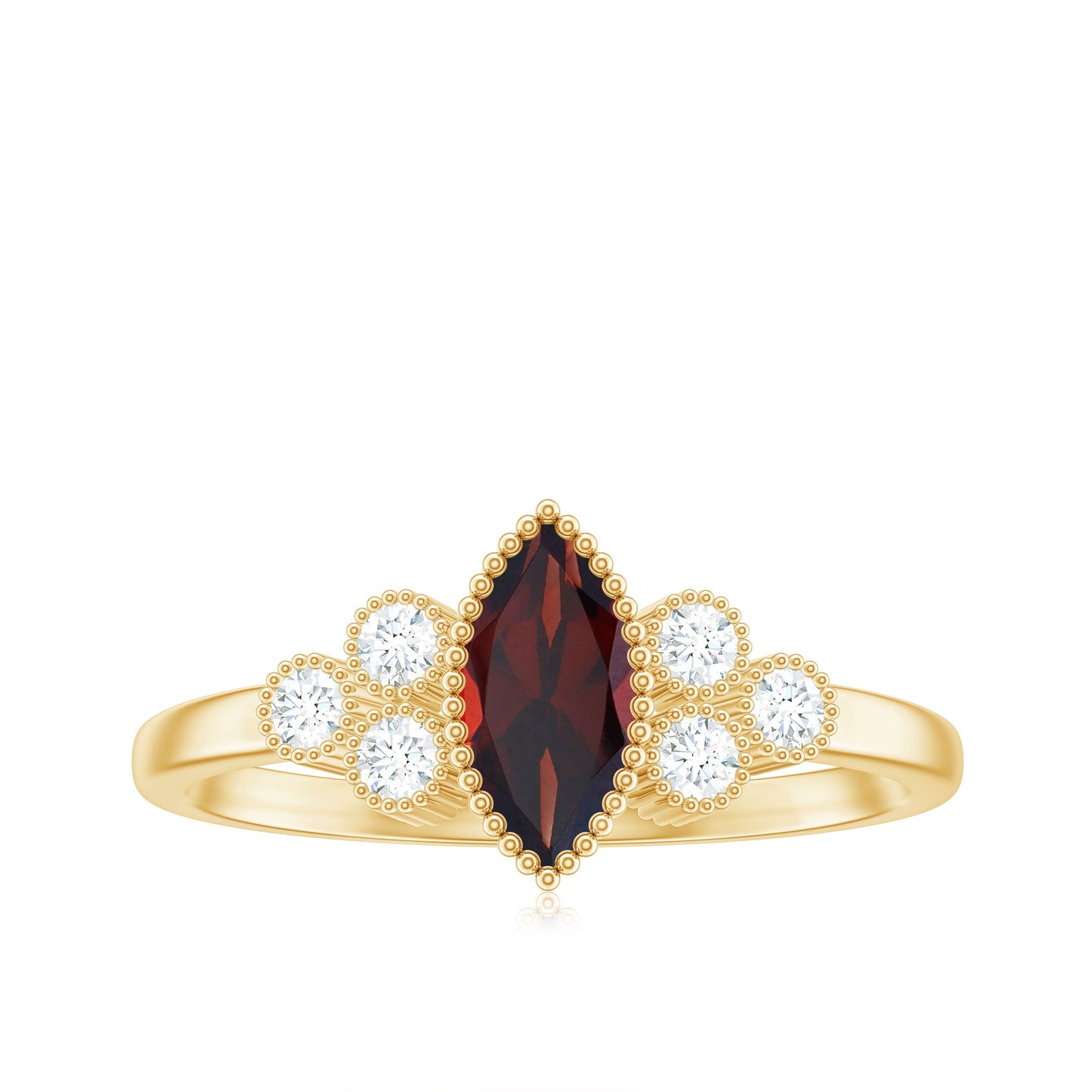 Anillo de compromiso de granate marquesa natural de 0,7 quilates con diamantes