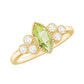 Natural 0.7 Carat Marquise Shape Peridot Engagement Ring with Diamond
