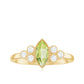Natural 0.7 Carat Marquise Shape Peridot Engagement Ring with Diamond
