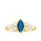 London Blue Topaz Marquise Engagement Ring with Diamond Trio